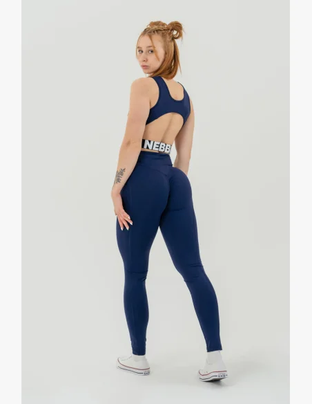 NEBBIA Fitness legíny s vysokým pásom GLUTE CHECK modré