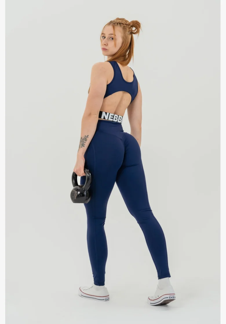 NEBBIA Fitness legíny s vysokým pásom GLUTE CHECK modré
