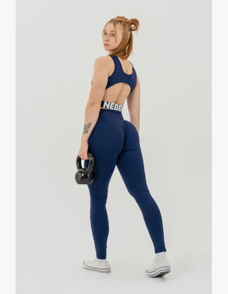 NEBBIA Fitness legíny s vysokým pásom GLUTE CHECK modré