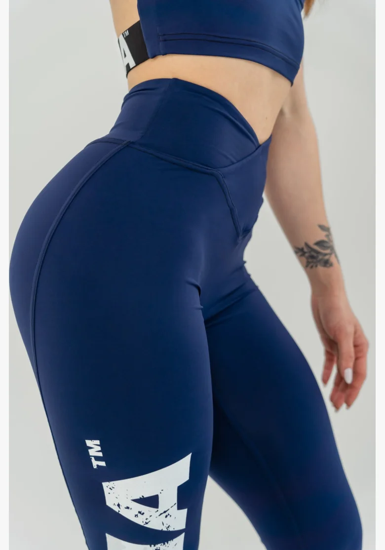 NEBBIA Fitness legíny s vysokým pásom GLUTE CHECK modré