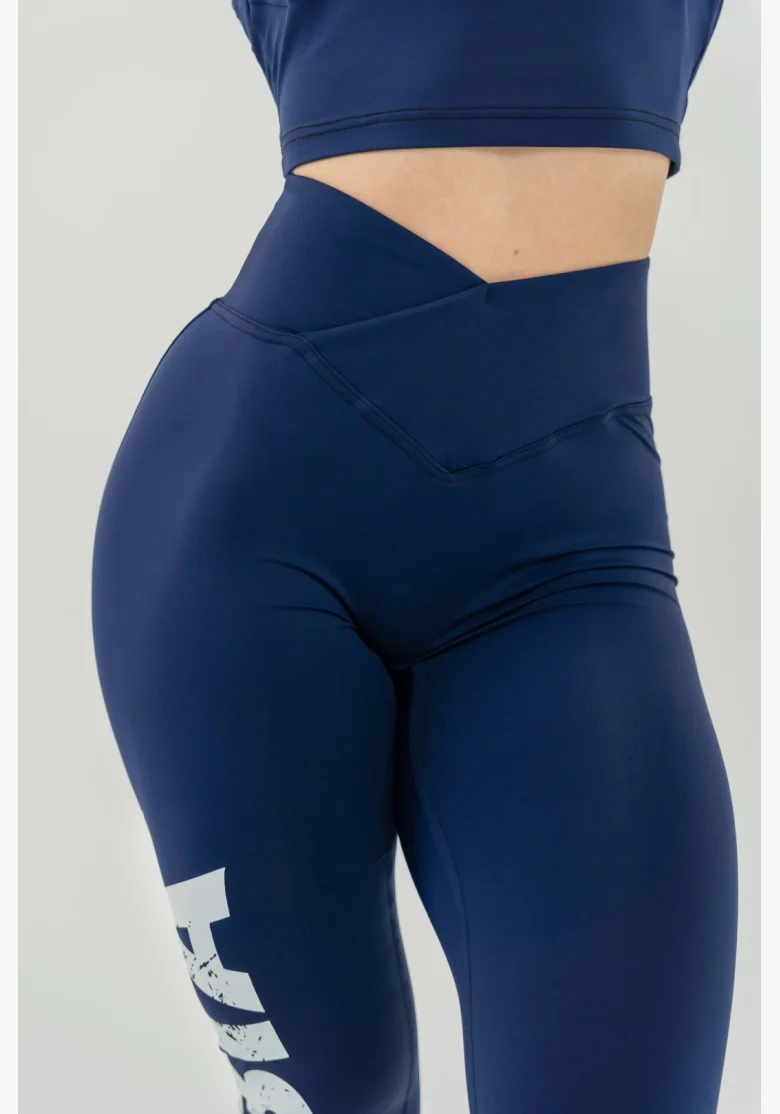 NEBBIA Fitness legíny s vysokým pásom GLUTE CHECK modré