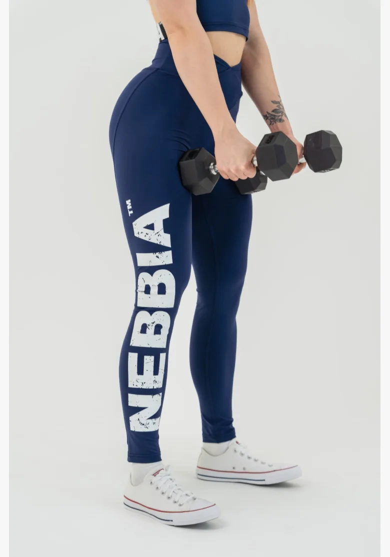 NEBBIA Fitness legíny s vysokým pásom GLUTE CHECK modré
