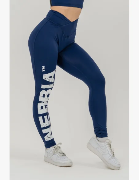 NEBBIA Fitness legíny s vysokým pásom GLUTE CHECK modré