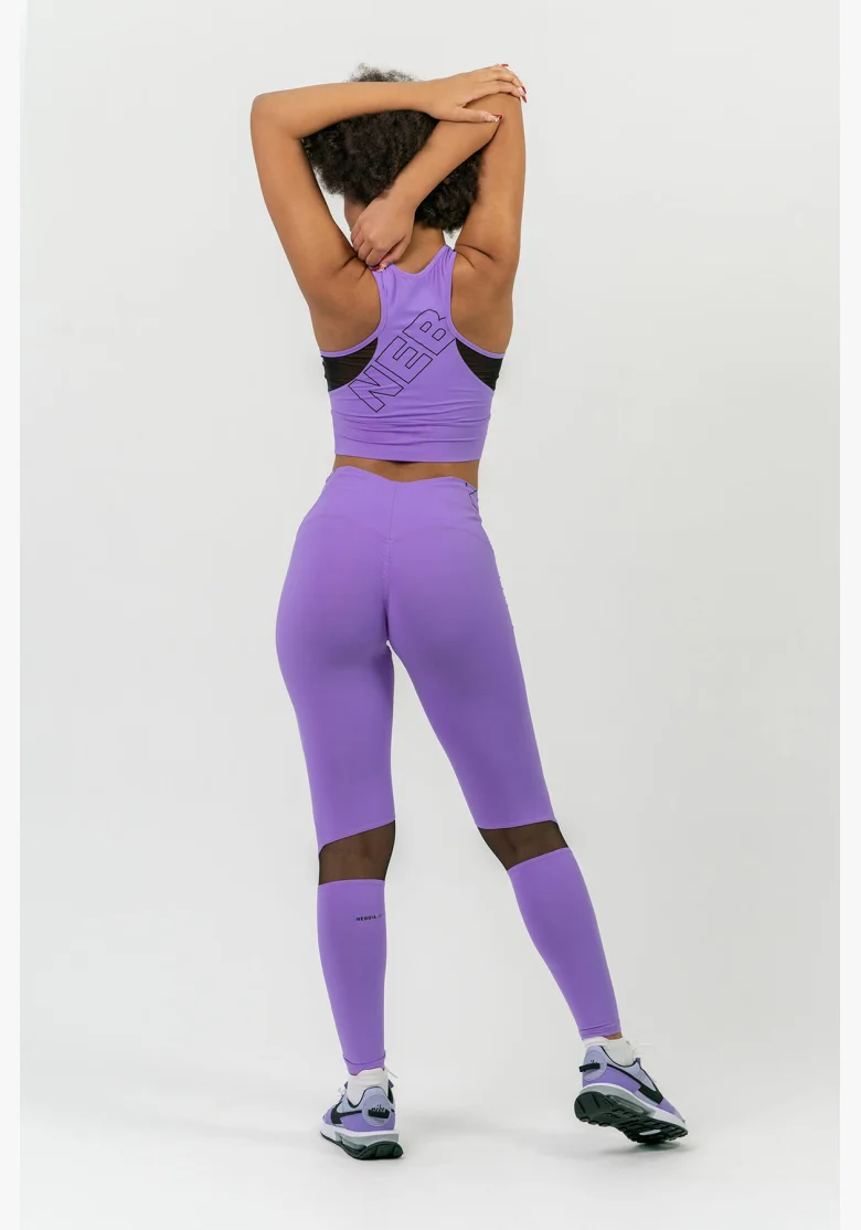 NEBBIA FIT Activewear legíny s vysokým pásom lila