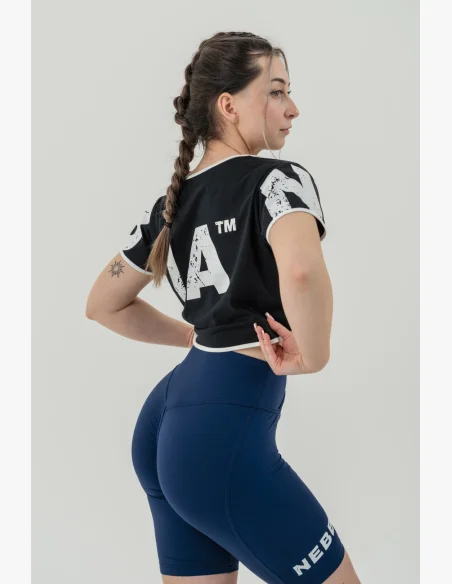 NEBBIA Crop top tričko GAME ON čierne