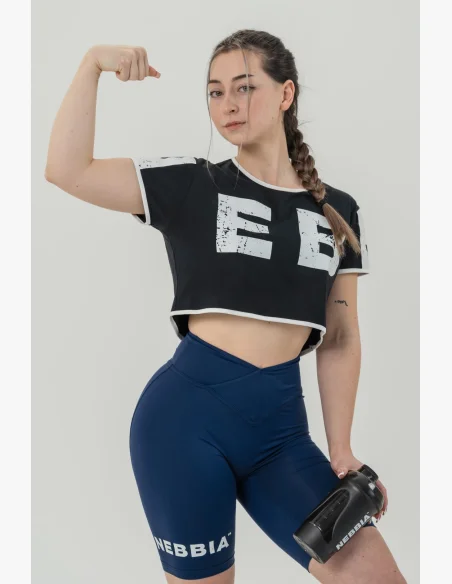 NEBBIA Crop top tričko GAME ON čierne