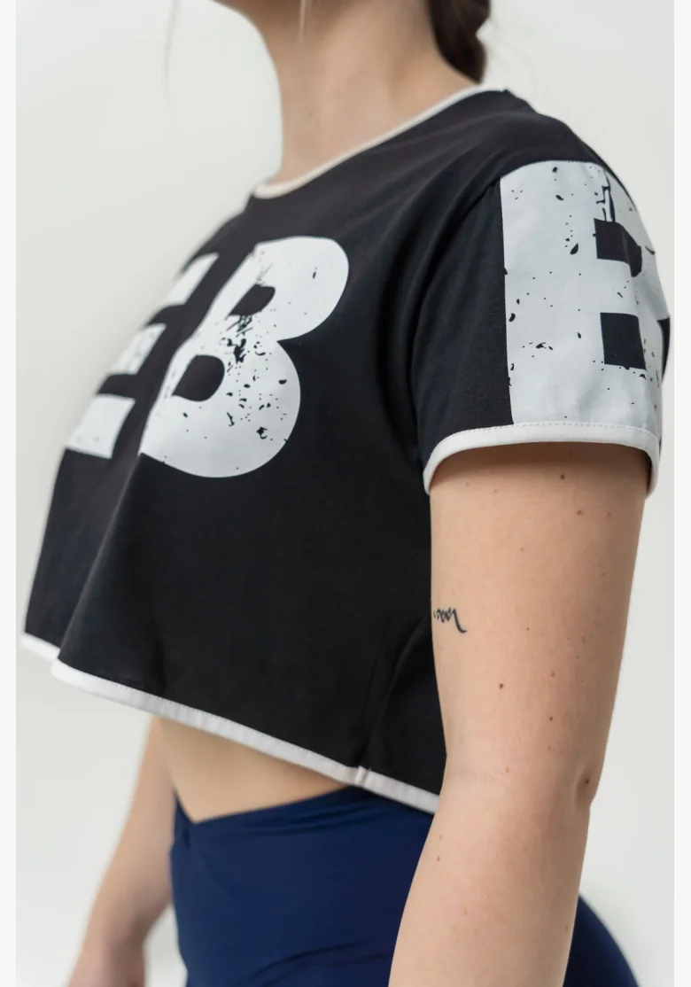 NEBBIA Crop top tričko GAME ON čierne