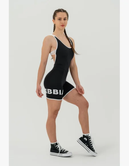 NEBBIA Fitness overal 5″ HAMMIES čierna