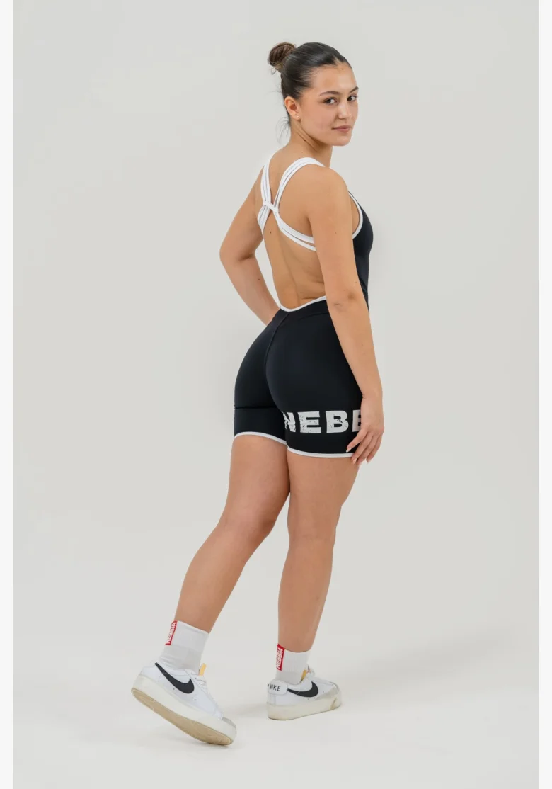NEBBIA Fitness overal 5″ HAMMIES čierna