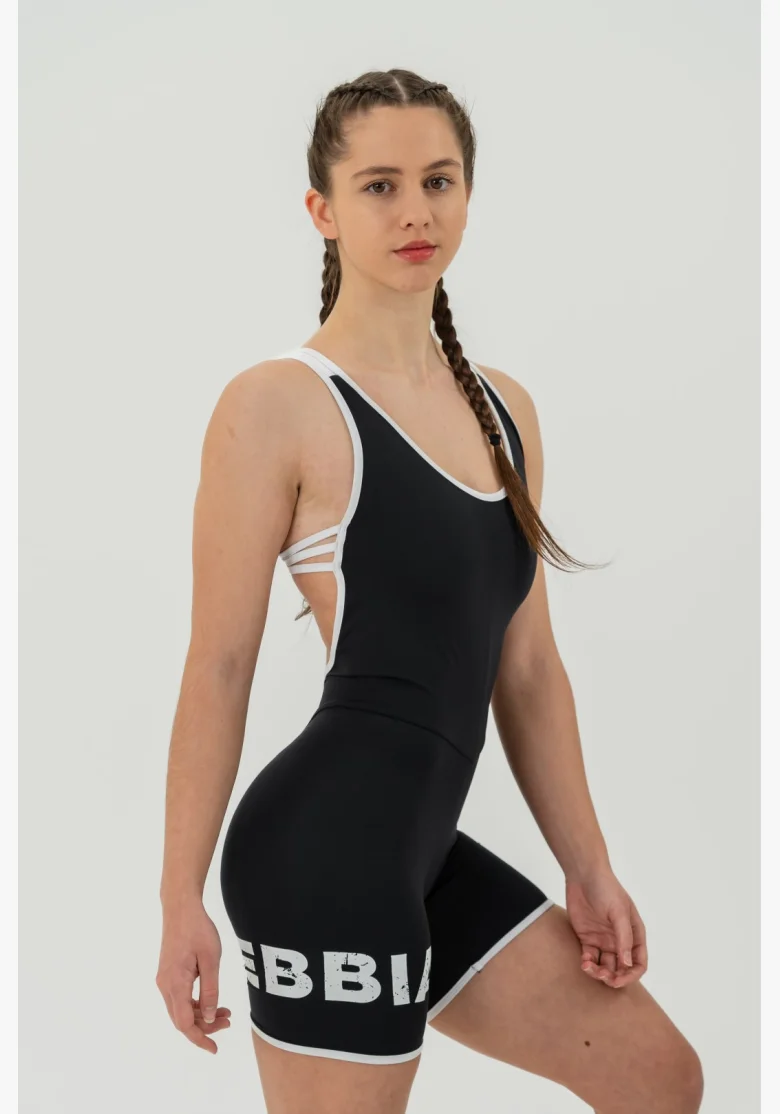 NEBBIA Fitness overal 5″ HAMMIES čierna