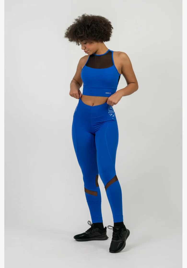 NEBBIA FIT Activewear legíny s vysokým pásom modré