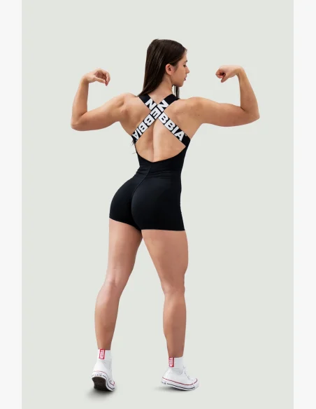 NEBBIA Športový overal krátky 5″ GYM RAT čierny