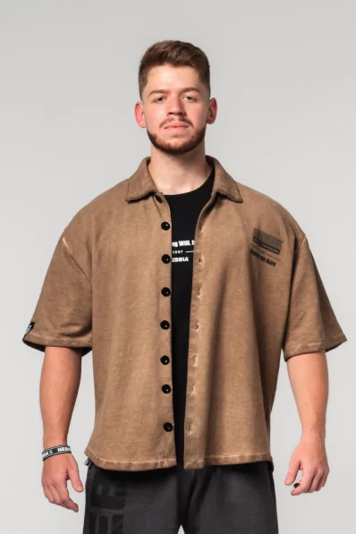 NEBBIA • NEBBIA Washed-off oversized košele 90s THROWBACK svetlo hnedá • Nebshop.sk 2