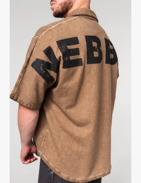 NEBBIA Washed-off oversized košeľa 90s THROWBACK svetlo hnedá