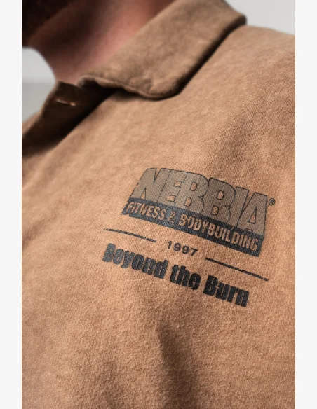 NEBBIA Washed-off oversized košeľa 90s THROWBACK svetlo hnedá