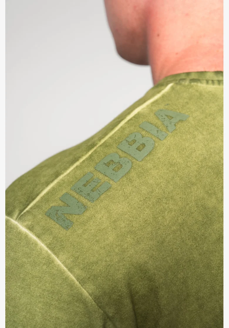 NEBBIA Oprané oversized tričko HERITAGE zelené
