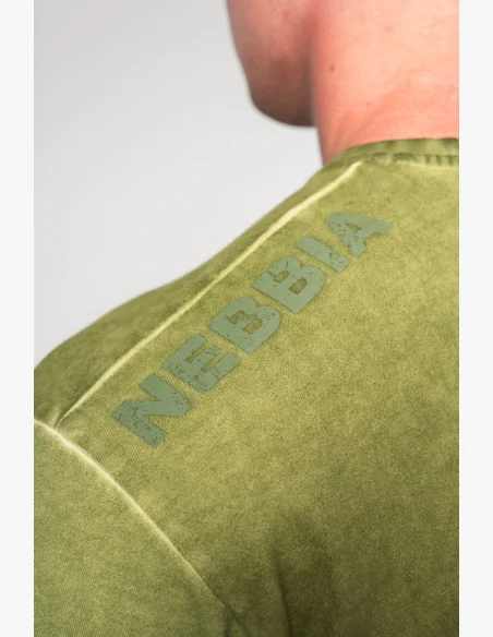 NEBBIA Oprané oversized tričko HERITAGE zelené
