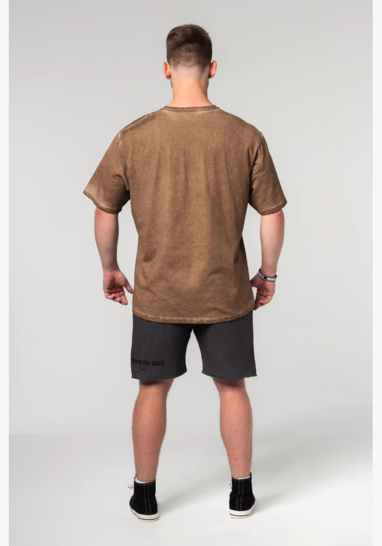 NEBBIA Umyté oversized tričko HERITAGE hnedé