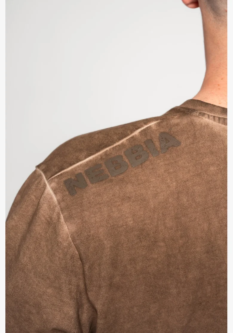 NEBBIA Umyté oversized tričko HERITAGE hnedé