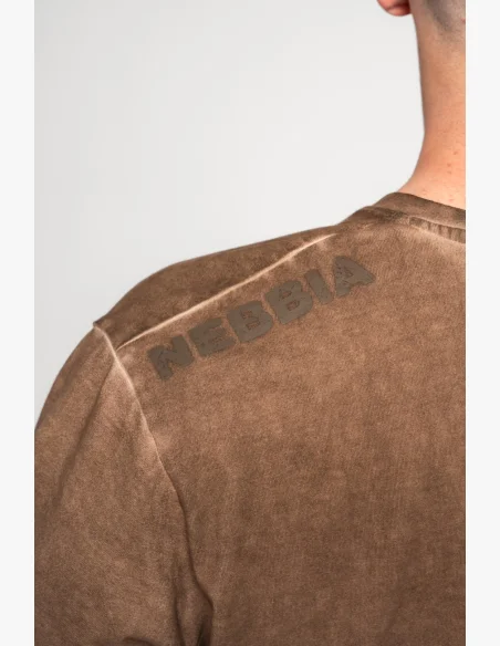 NEBBIA Umyté oversized tričko HERITAGE hnedé