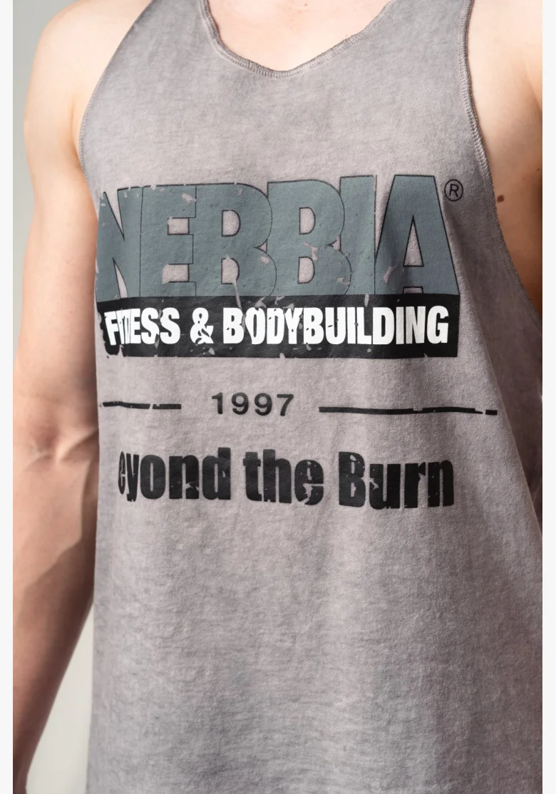 NEBBIA Oprané oversized tričko MAX OUT šedé