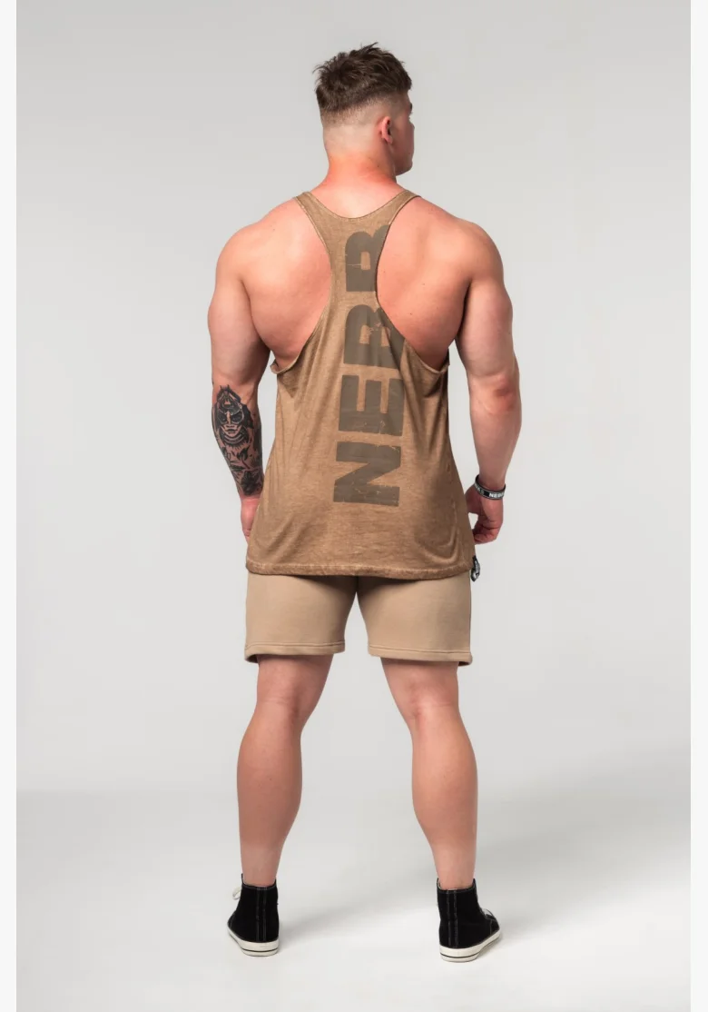 NEBBIA Oprané oversized tielko MAX OUT hnedé
