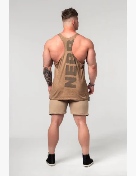 NEBBIA Oprané oversized tielko MAX OUT hnedé