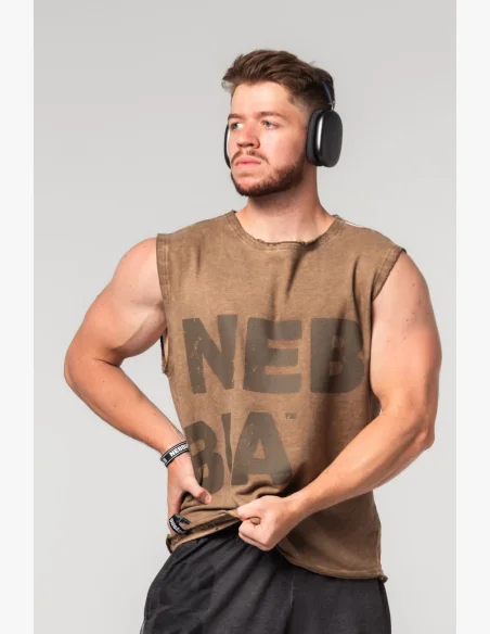 NEBBIA Opraná mikina bez rukávov BEASTIN' hnedá