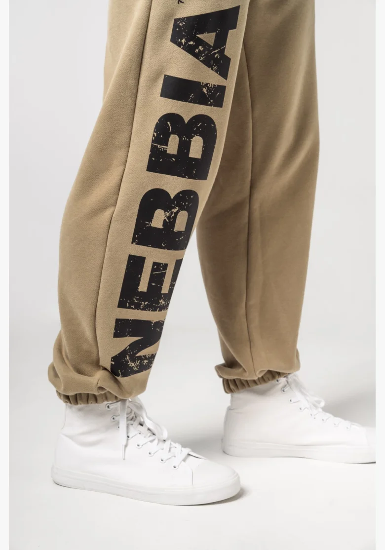 NEBBIA Voľné baggy tepláky s vreckami GYM BRO zelené