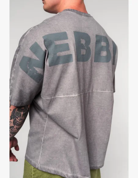 NEBBIA Opraný oversized tričko NO SHORTCUTS šedé