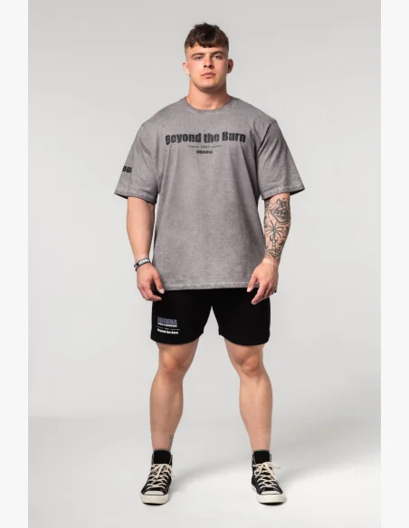 NEBBIA Oprané bavlnené heavyweight tričko GRIND šedé