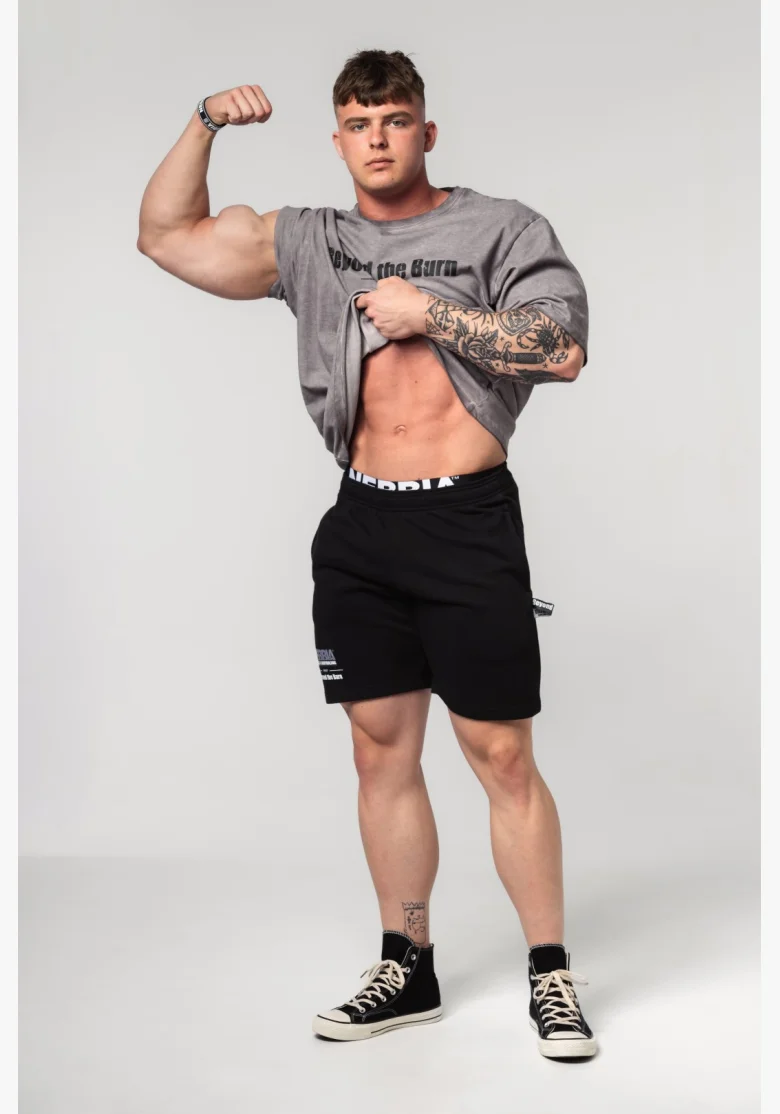 NEBBIA Oprané bavlnené heavyweight tričko GRIND šedé