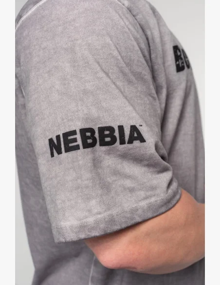 NEBBIA Oprané bavlnené heavyweight tričko GRIND šedé
