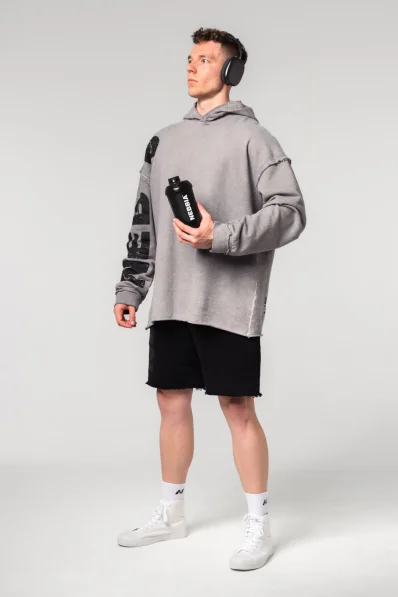 NEBBIA • NEBBIA Úplne vyblednutá oversized mikina s kapucňou NO BS šedá • Nebshop.sk 2