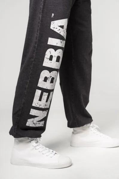 NEBBIA • NEBBIA Washed-off voľné baggy tepláky s vreckami GYM BRO čierne • Nebshop.sk 2