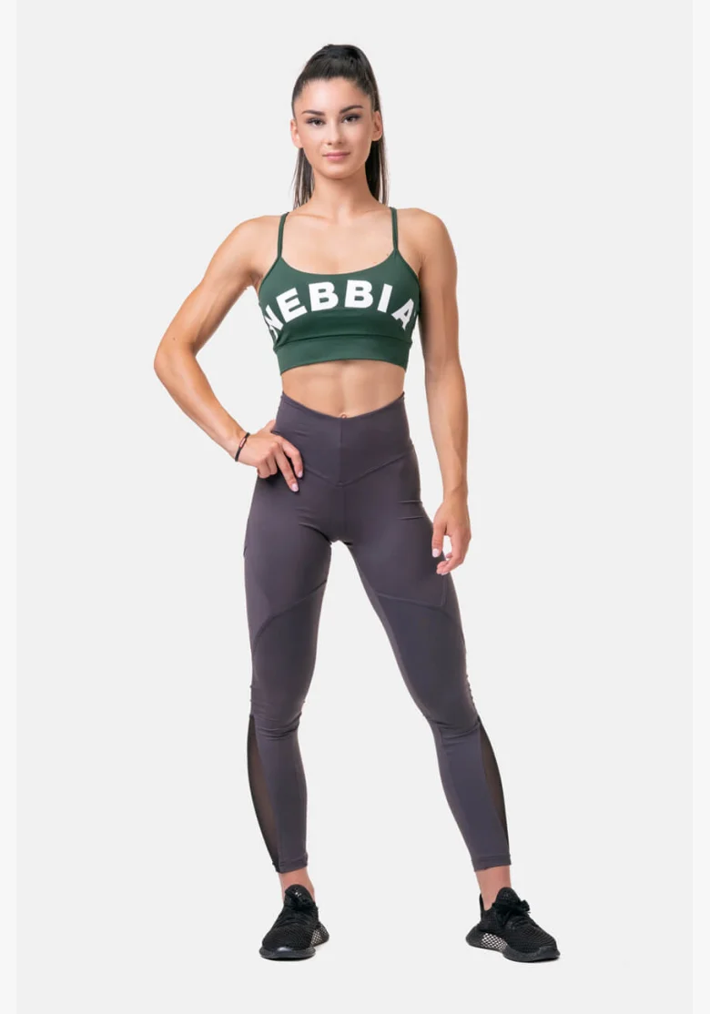 NEBBIA Fit & Smart legíny s vysokým pásom marron