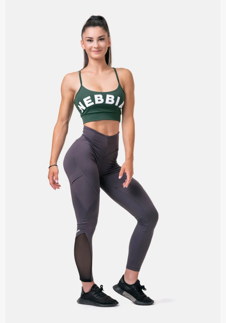 NEBBIA Fit & Smart legíny s vysokým pásom marron