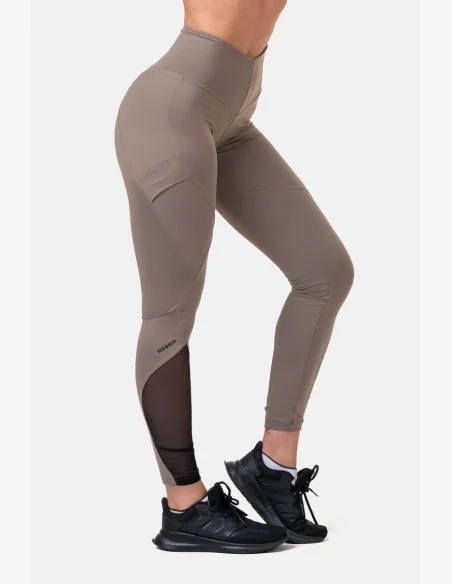 NEBBIA Fit & Smart legíny s vysokým pásom mocha