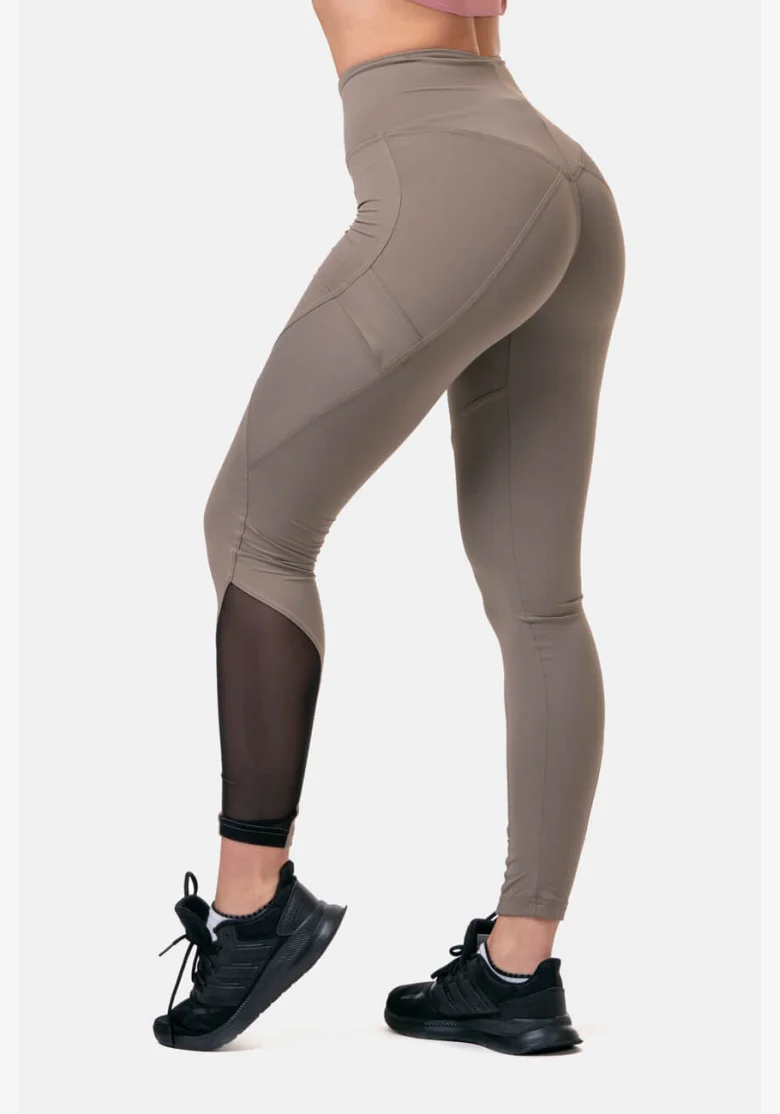 NEBBIA Fit & Smart legíny s vysokým pásom mocha