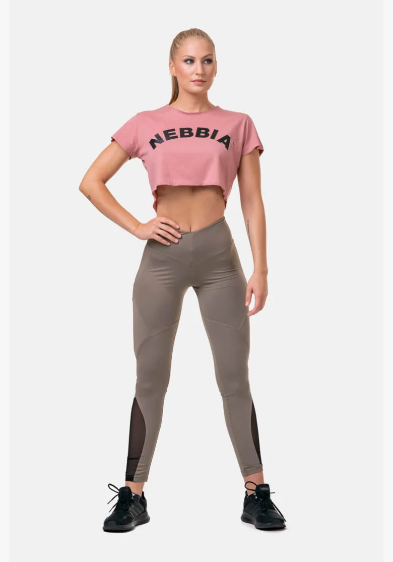 NEBBIA Fit & Smart legíny s vysokým pásom mocha