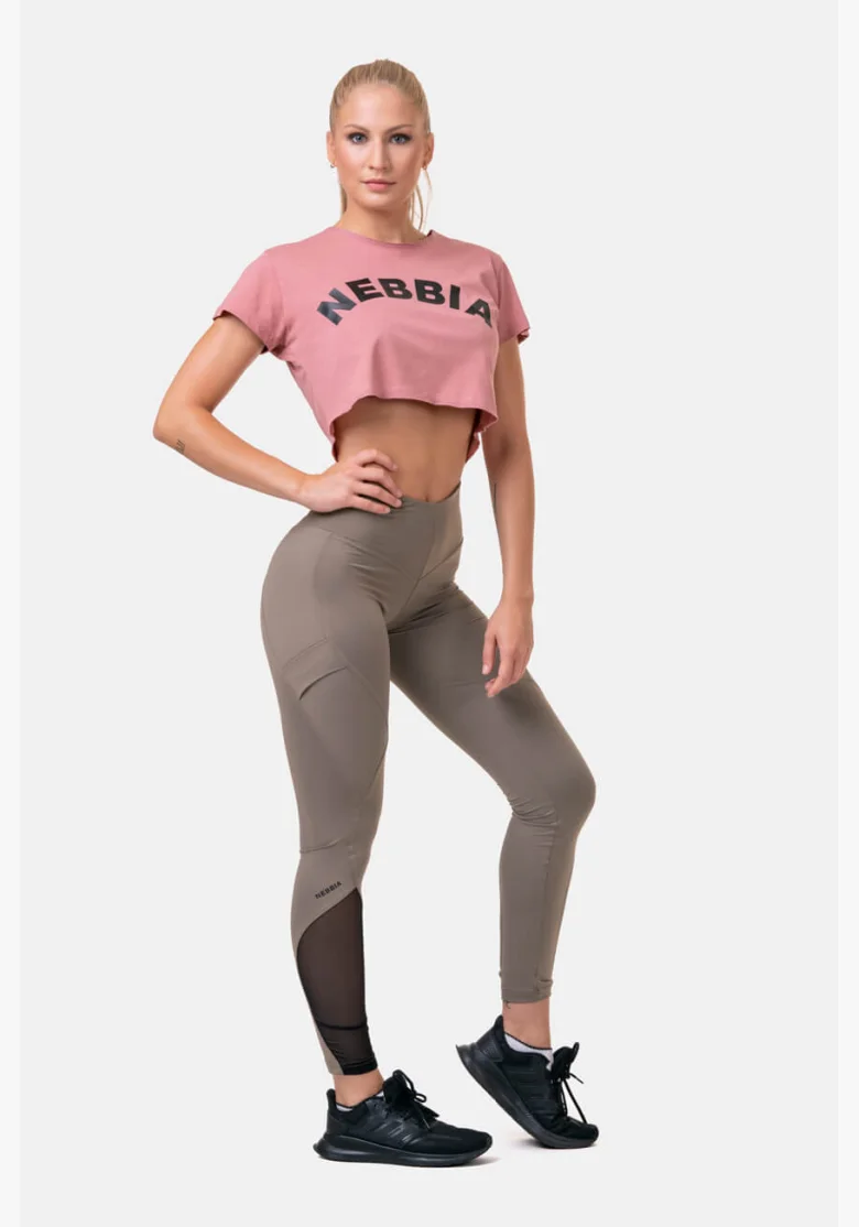 NEBBIA Fit & Smart legíny s vysokým pásom mocha