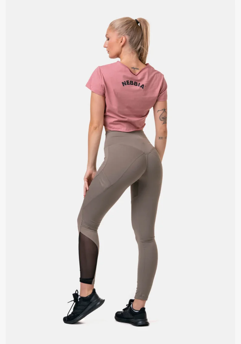 NEBBIA Fit & Smart legíny s vysokým pásom mocha