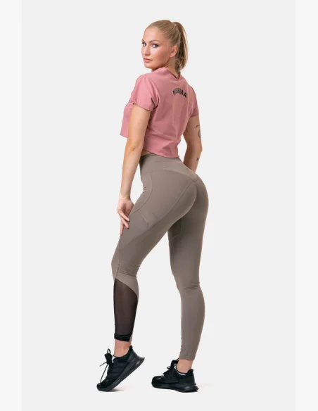 NEBBIA Fit & Smart legíny s vysokým pásom mocha