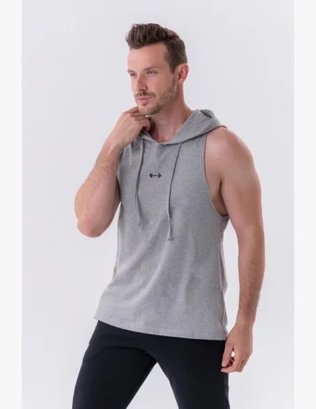 NEBBIA Fitness tielko s kapucňou šedé