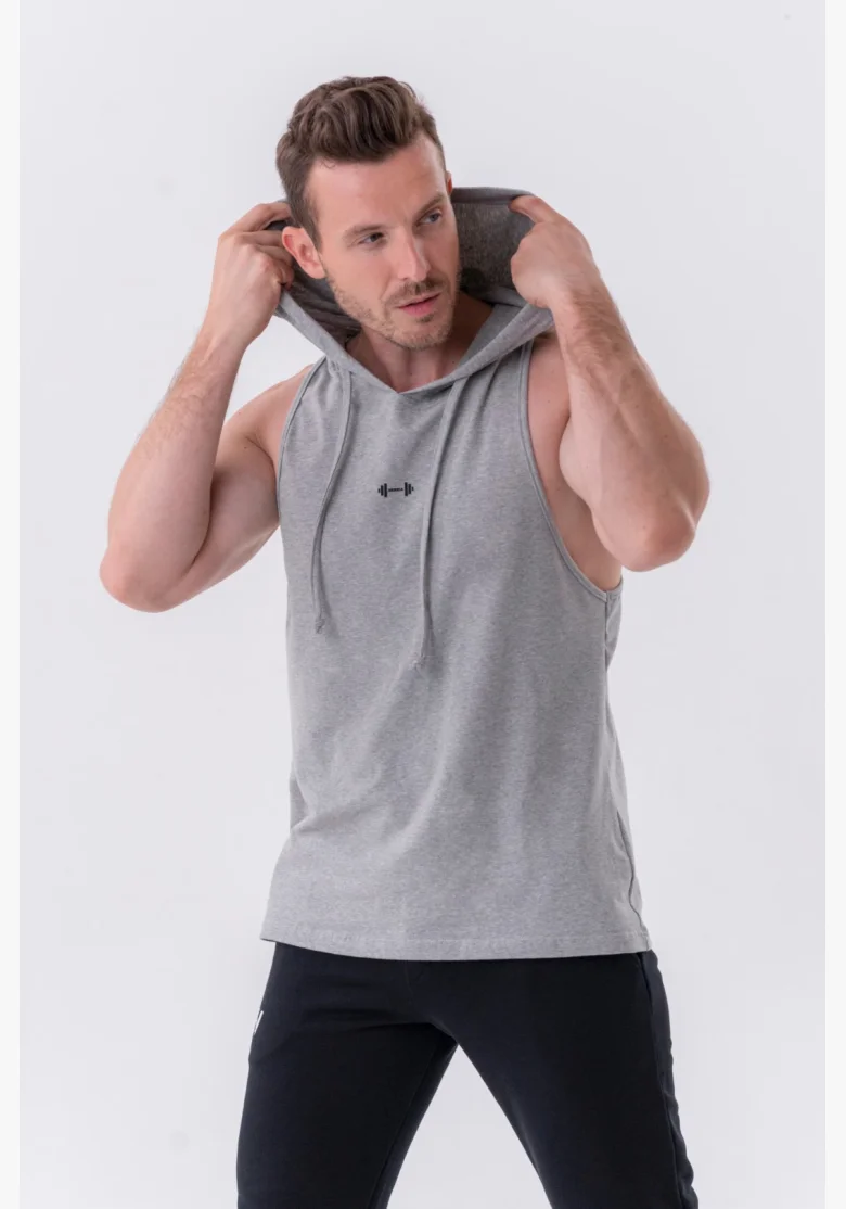 NEBBIA Fitness tielko s kapucňou šedé