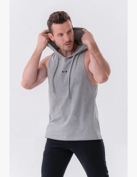 NEBBIA Fitness tielko s kapucňou šedé