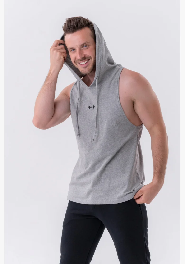 NEBBIA Fitness tielko s kapucňou šedé