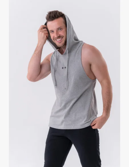 NEBBIA Fitness tielko s kapucňou šedé