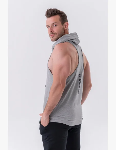 NEBBIA Fitness tielko s kapucňou šedé