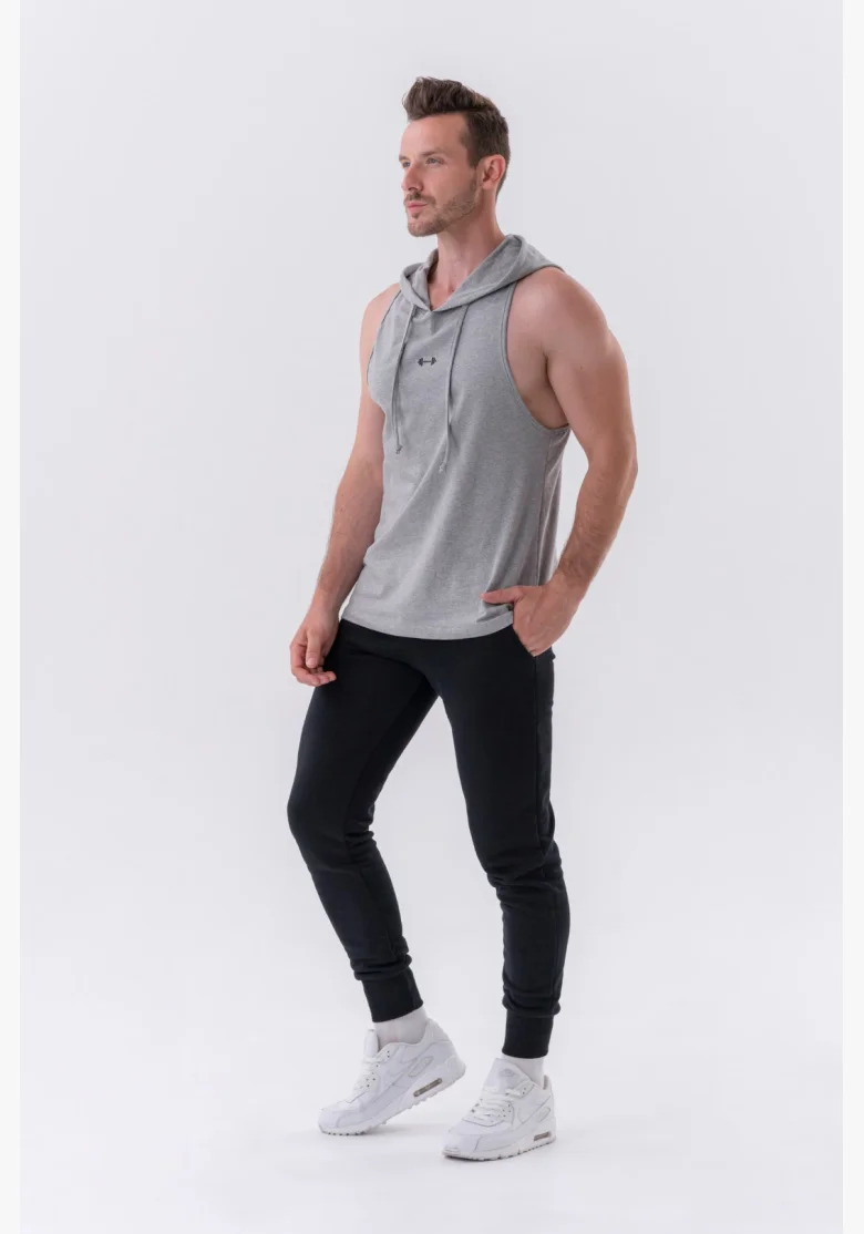 NEBBIA Fitness tielko s kapucňou šedé